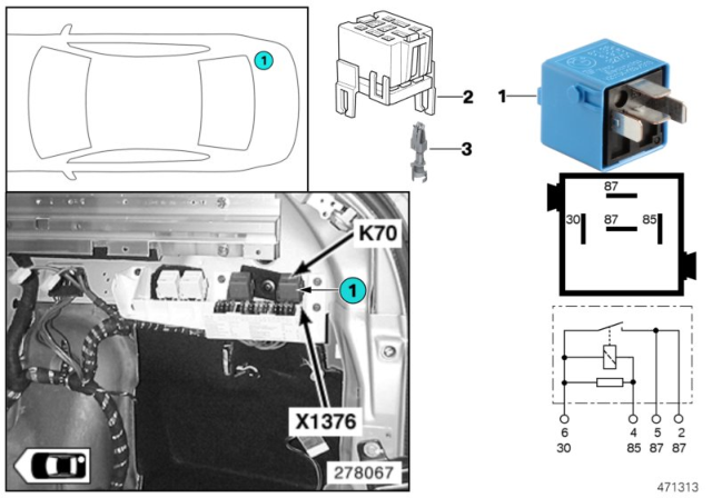 2002 BMW X5 Relay, Tailgate Diagram