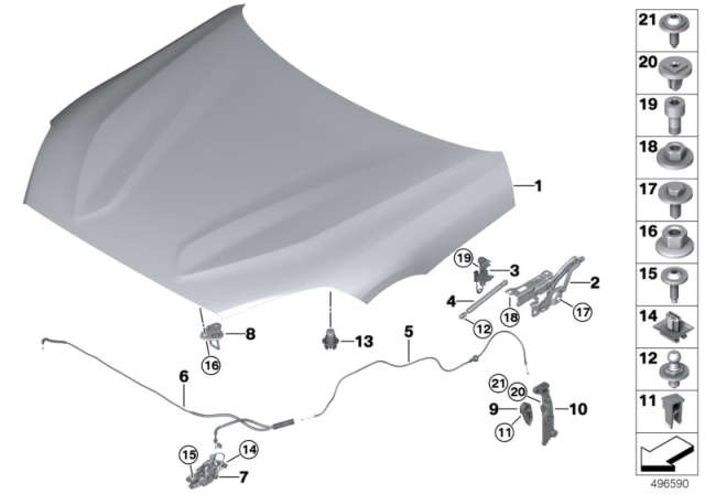 2019 BMW Z4 GAS SPRING FRONT FLAP, PASSI Diagram for 51237435543