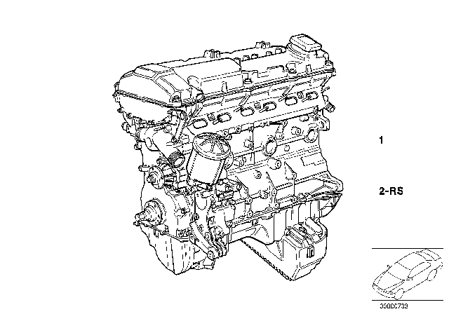 1992 BMW 325i Exchange Short Engine Diagram for 11001738577