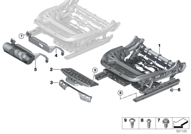 2020 BMW M8 Seat, Front, Seat Frame Diagram 2