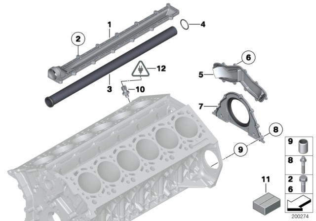 2014 BMW 760Li Engine Block & Mounting Parts Diagram 2