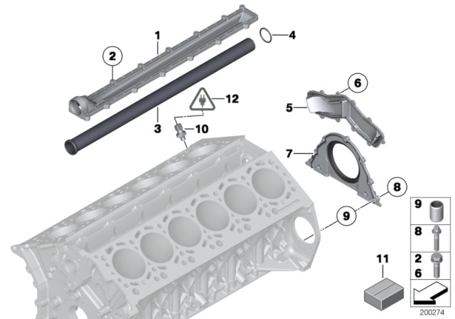 2015 BMW 760Li Engine Block & Mounting Parts Diagram 2