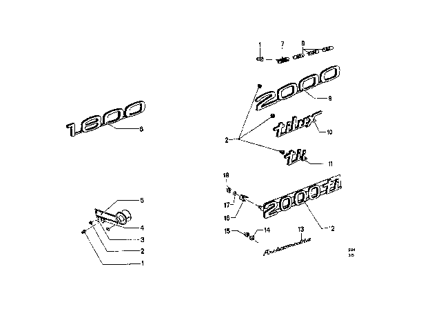 1969 BMW 2000 Emblems / Letterings Diagram 2