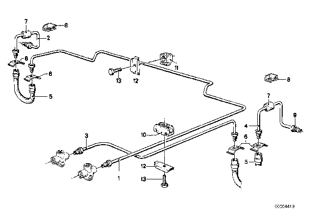 1979 BMW 733i Brake Pipe, Rear Diagram 1