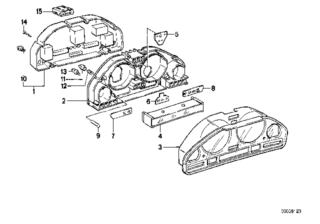 1988 BMW 750iL Instruments Combination - Single Components Diagram 1