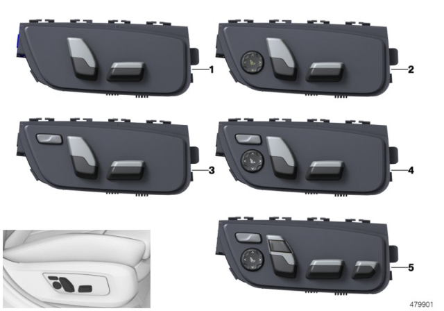 2019 BMW M5 Seat Adjustment Switch Diagram 2