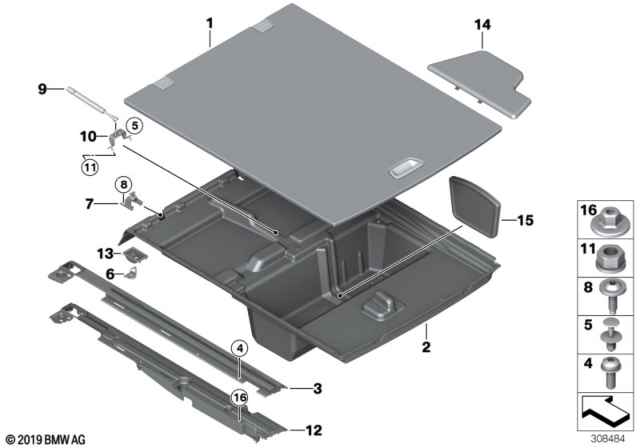 2016 BMW 335i GT xDrive Luggage Compartment Pan Diagram for 51477295585