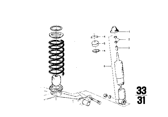 1970 BMW 2002 Shock Absorber / Coil Spring / Attaching Parts Diagram