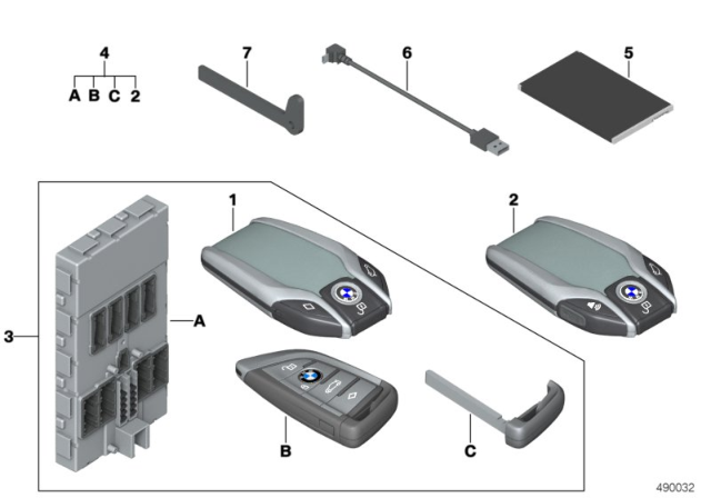 2019 BMW X4 BMW Display Key / Set Radio Remote Control With BDC Diagram