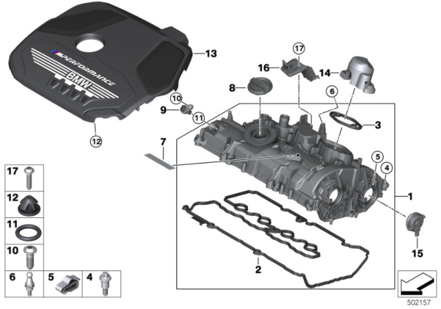 2020 BMW M235i xDrive Gran Coupe Cylinder Head Cover / Mounting Parts Diagram
