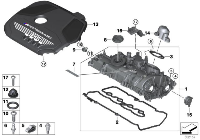 2019 BMW X2 Cylinder Head Cover / Mounting Parts Diagram