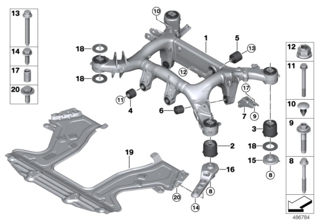 2020 BMW 840i Gran Coupe Rubber Mounting Rear Diagram for 33316860422