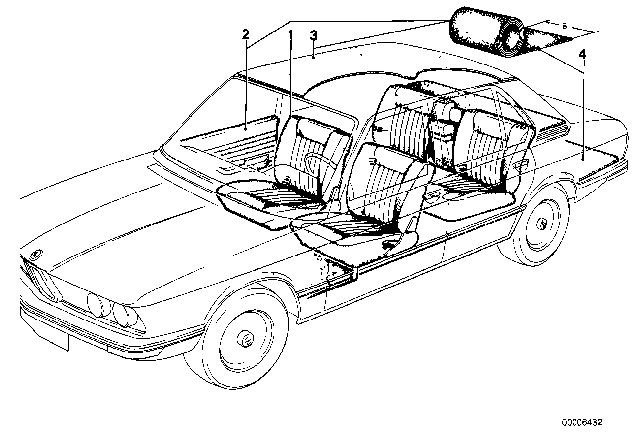 1977 BMW 530i Trimming Foil Diagram for 51951889446