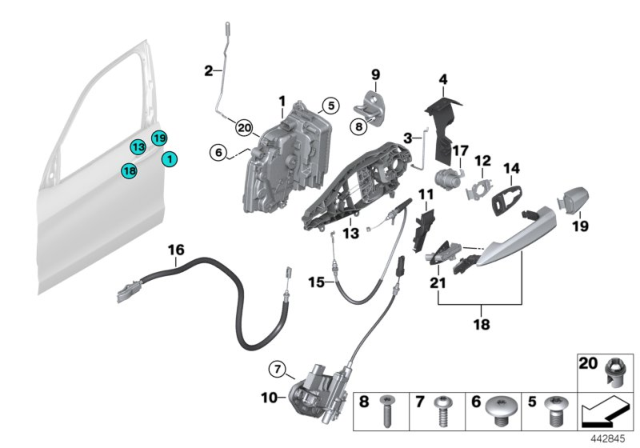 2016 BMW X5 Locking System, Door Diagram 1