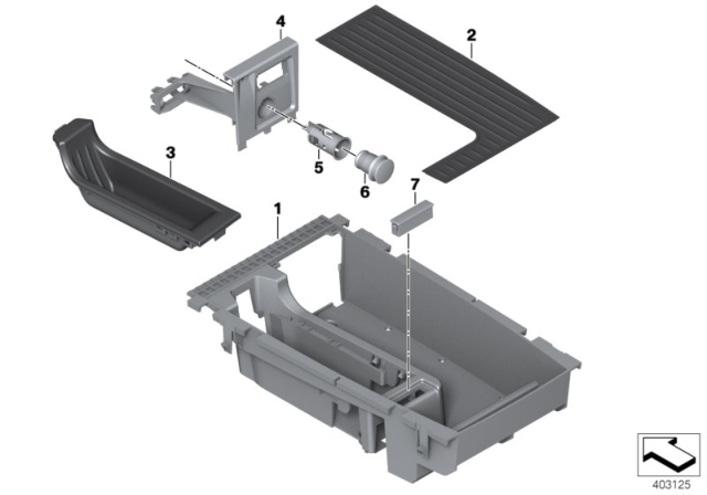 2017 BMW 640i Gran Coupe Storage Compartment, Centre Console Diagram