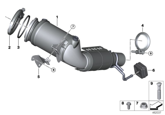 2020 BMW 228i xDrive Gran Coupe Engine - Compartment Catalytic Converter Diagram