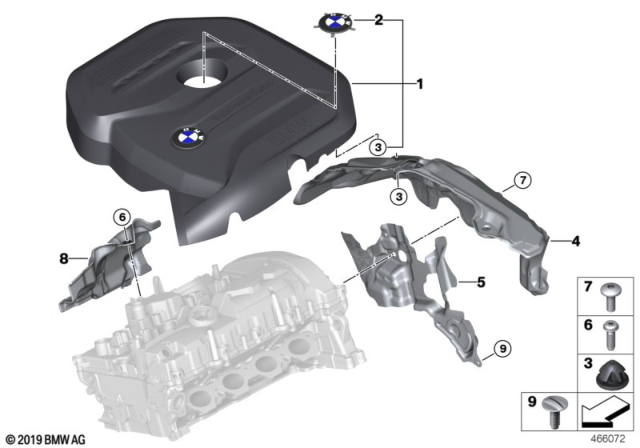 2017 BMW 530i ACOUSTIC COVER CYLINDER HEAD Diagram for 11148619125