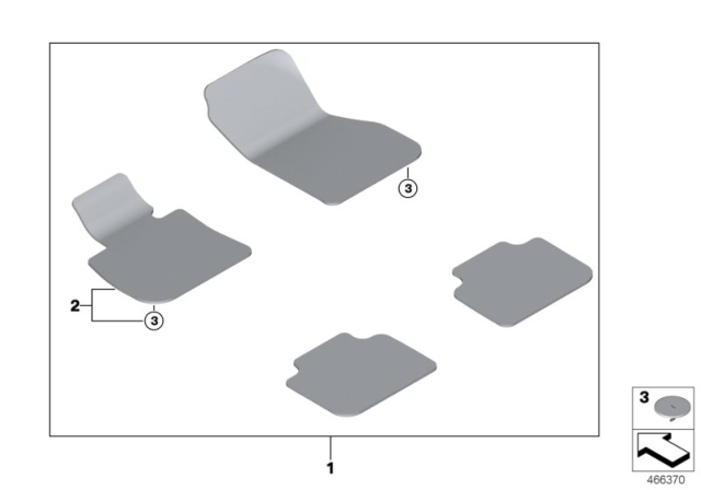 2020 BMW X2 Floor Mats Velours Diagram