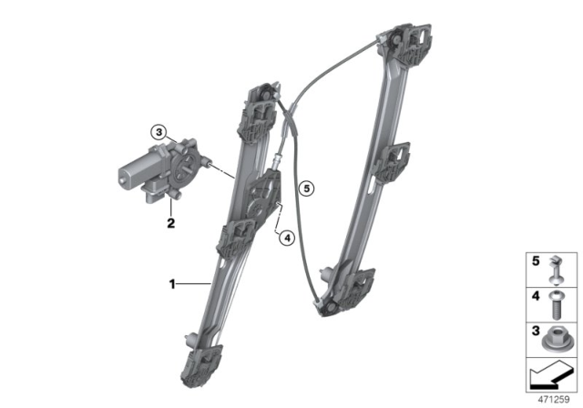 2019 BMW X2 Front Right Window Regulator Diagram for 51337462604