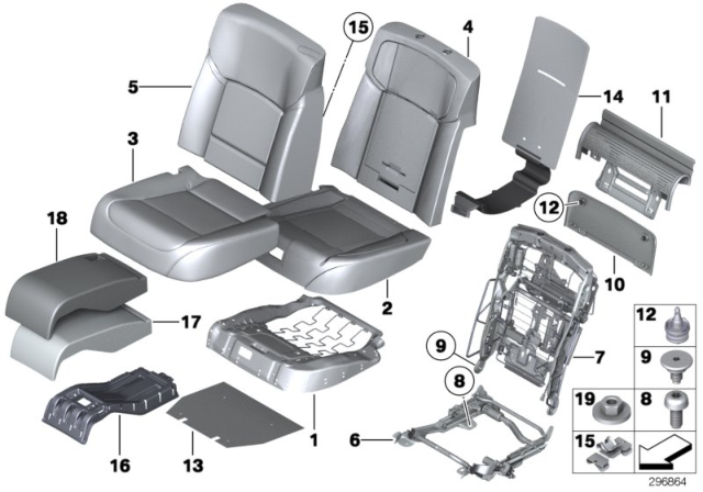 2014 BMW Alpina B7 Seat, Rear, Cushion & Cover Diagram 2