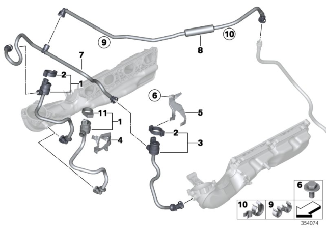 2013 BMW 750i Fuel Tank Ventilation Valve With Pipe Diagram for 13907636159
