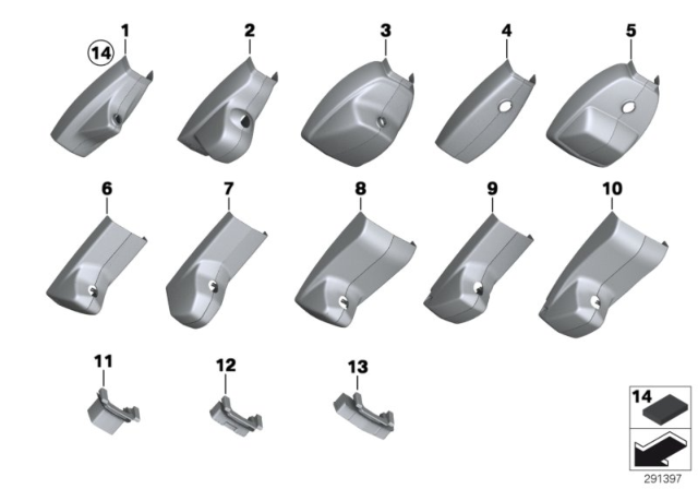 2013 BMW 550i Covers, Inside Mirror Diagram