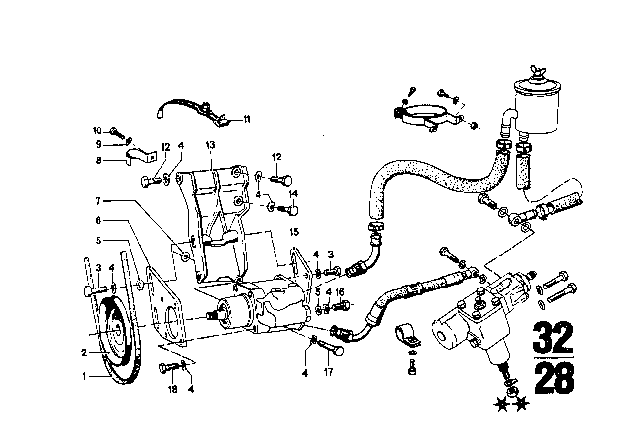 1971 BMW 2800CS Supporting Bracket Diagram for 32411250620