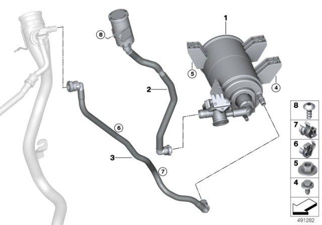 2020 BMW 330i VENT PIPE WITH DUST FILTER Diagram for 16137466189