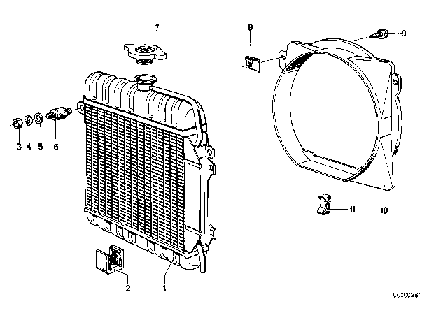 1977 BMW 320i Radiator / Frame Diagram