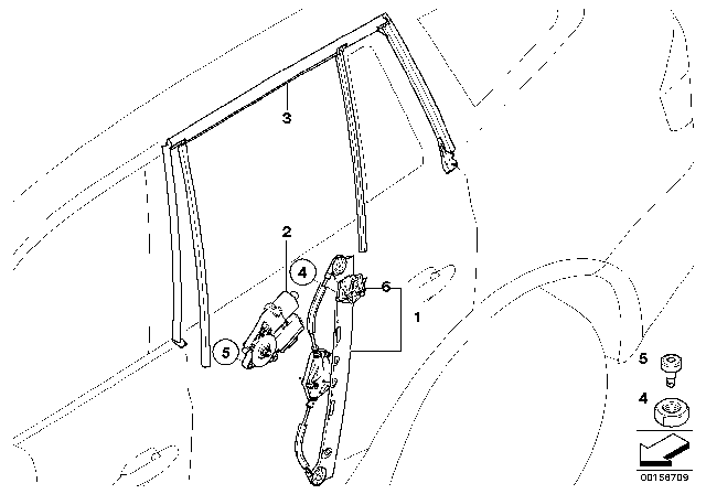 2007 BMW X3 Window Guide, Right Rear Door Diagram for 51353424496