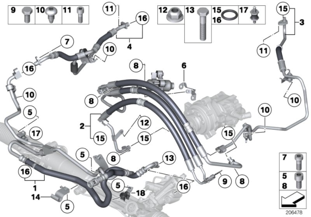 2012 BMW 550i xDrive Power Steering / Oil Pipe Diagram 1