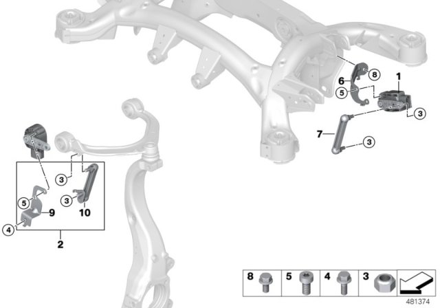 2018 BMW X6 Ride Height Sensor / Mounting Parts Diagram