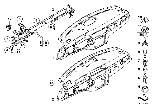 2011 BMW 328i Trim Panel Dashboard Diagram