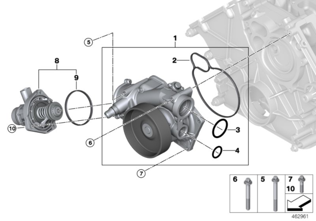 2019 BMW X5 Cooling System - Coolant Pump / Thermostat Diagram