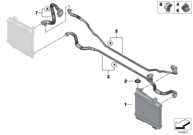 2020 BMW M340i External Radiator Diagram