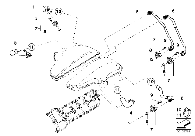 2006 BMW M5 Vent Hose Diagram for 11617838898