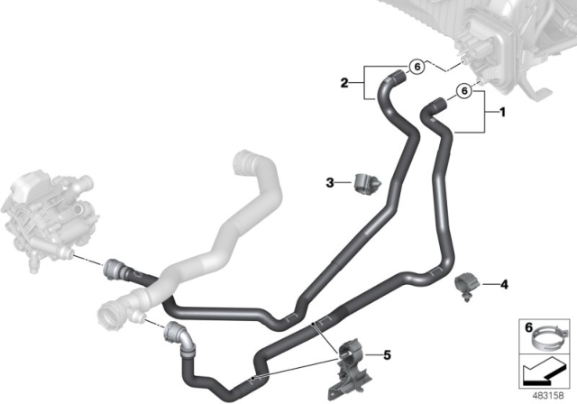 2019 BMW X3 Return Coolant Hose Diagram for 64219354463