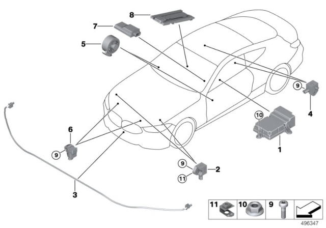 2020 BMW M8 Electric Parts, Airbag Diagram