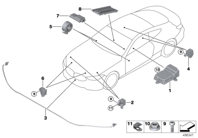 2020 BMW 840i xDrive Gran Coupe Electric Parts, Airbag Diagram