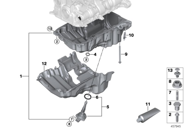 2017 BMW 230i xDrive Oil Pan / Oil Level Indicator Diagram