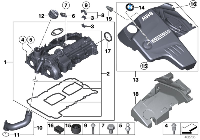 2016 BMW 228i xDrive Cylinder Head Cover Diagram