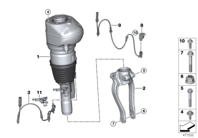 2018 BMW Alpina B7 Air Suspension Strut Front All-Wheel Drive Diagram