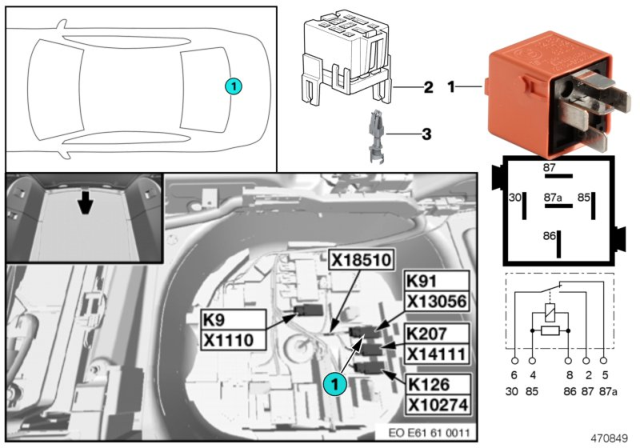 2006 BMW 530xi Relay, Rear Wiper Diagram