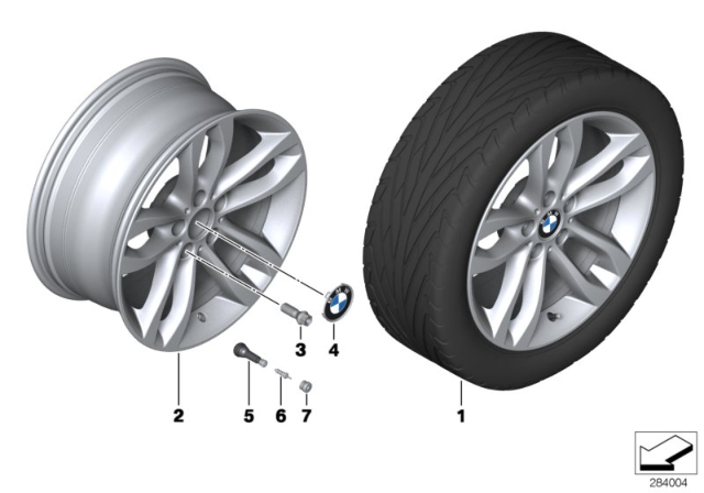 2011 BMW X6 Disc Wheel, Light Alloy, Bright-Turned Diagram for 36116851074