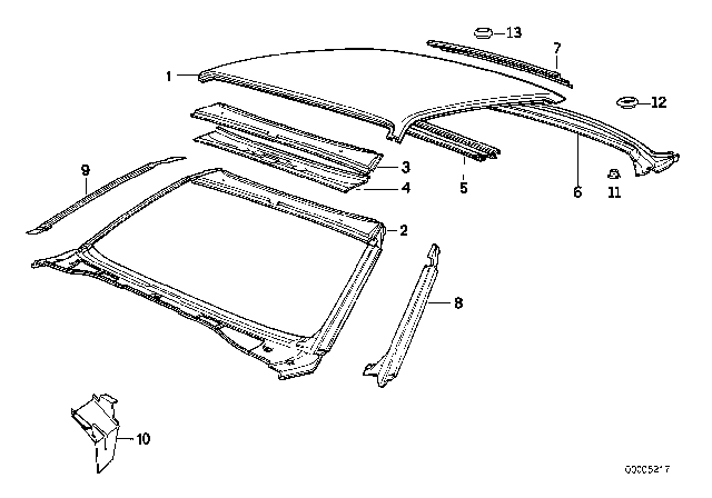 1989 BMW 735iL Roof Diagram