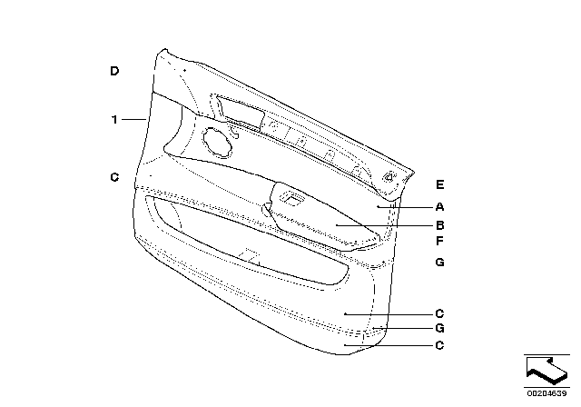 2012 BMW X6 M Door Lining Leather Front Right Diagram for 51417974504