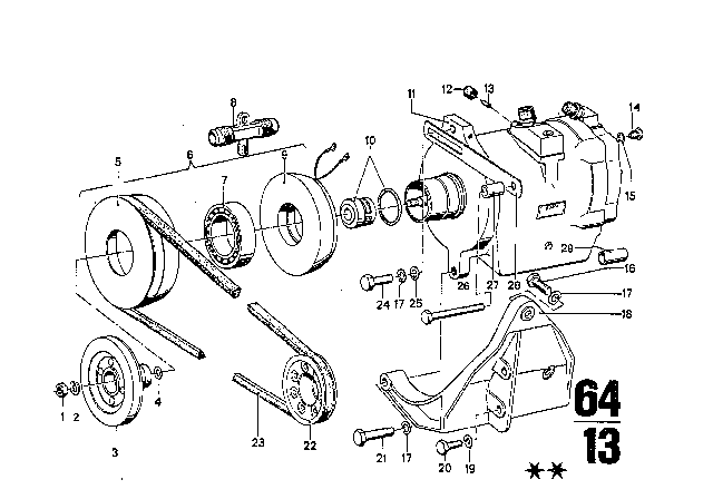 1975 BMW 3.0Si Magnetic Clutch Diagram for 64521366138