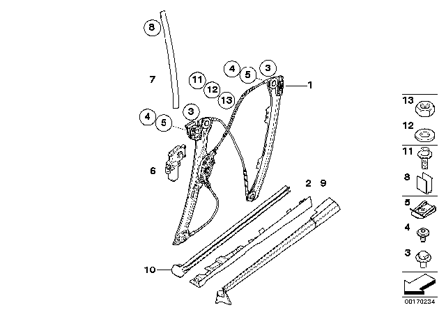 2006 BMW M6 Rear Right Window Regulator Diagram for 51377008630