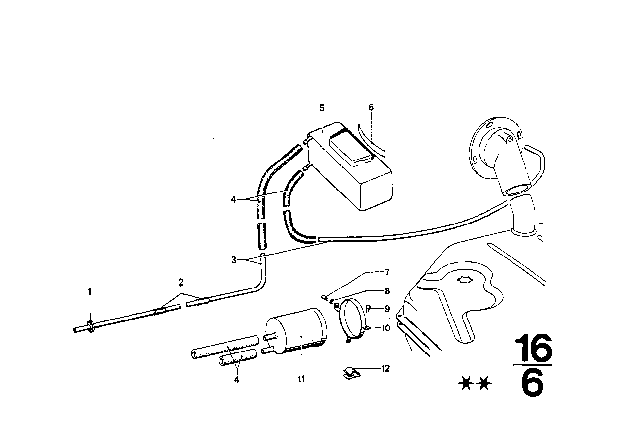 1976 BMW 2002 Activated Charcoal Filter / Fuel Ventilate Diagram