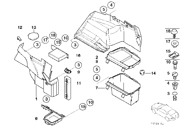 2004 BMW 325xi Lateral Trim Panel Diagram